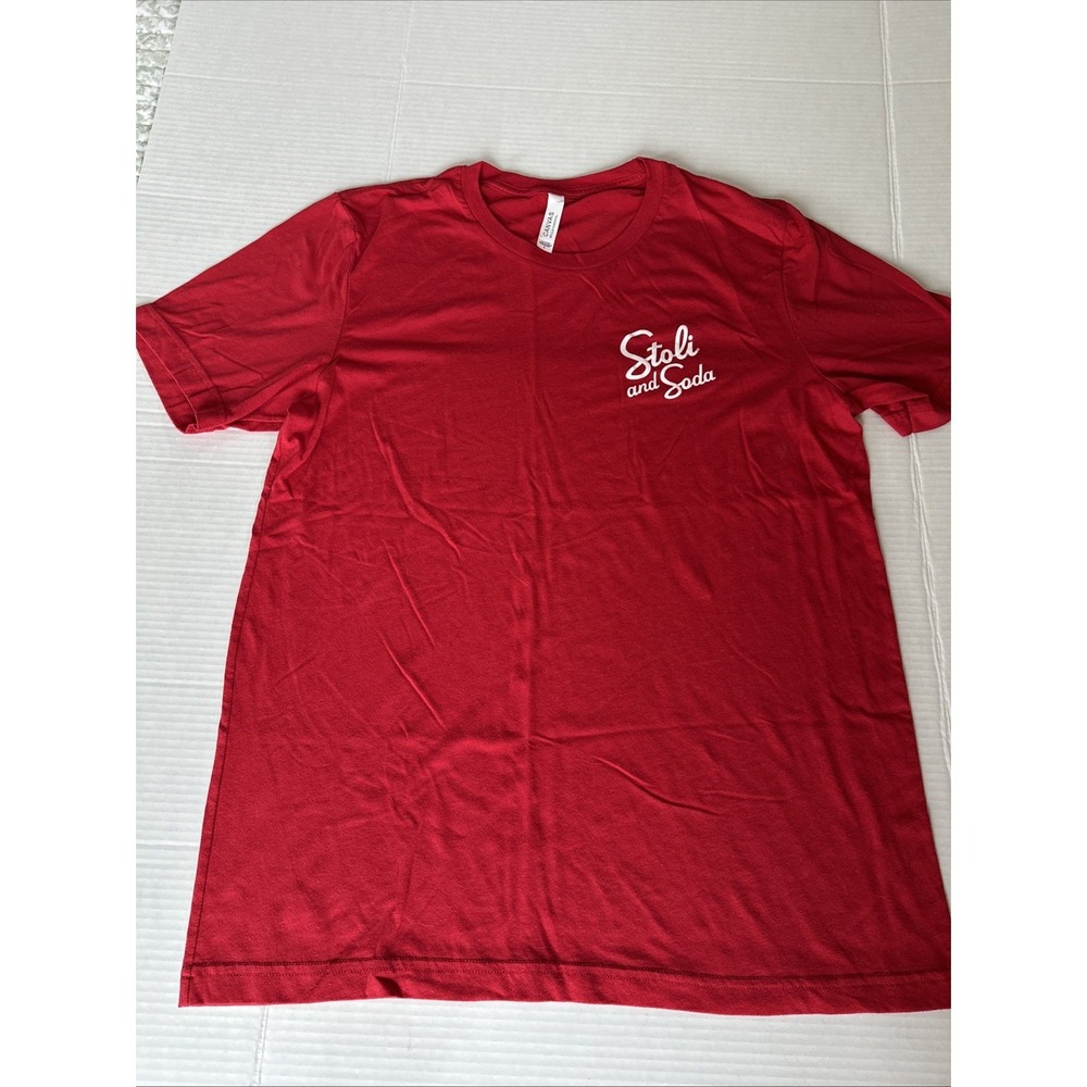 Stoli and soda men's red T-shirt short sleeve. Size L